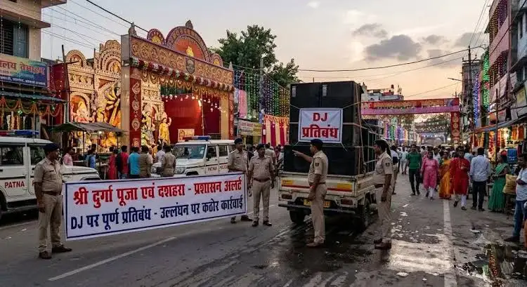 बिहार में दुर्गा पूजा पर डीजे पूरी तरह बैन, हुड़दंगियों और अफवाह फैलाने वालों पर कड़ी कार्रवाई की चेतावनी बिहार में दुर्गा पूजा पर डीजे पूरी तरह बैन, हुड़दंगियों और अफवाह फैलाने वालों पर कड़ी कार्रवाई की चेतावनी