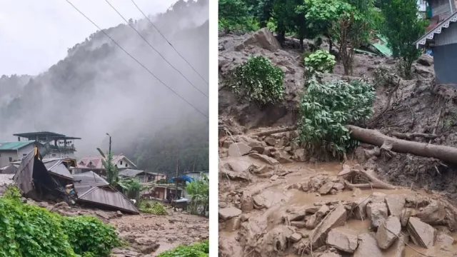 Sikkim Landslide: सिक्किम में भारी बारिश के बाद लैंडस्लाइड, कई घर तबाह, गांव की ओर बहा मलबा